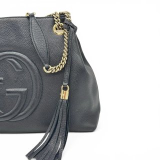 Borsa Gucci Soho Chain Pelle Nera Oro