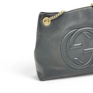 Borsa Gucci Soho Chain Pelle Nera Oro
