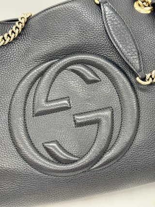 Borsa Gucci Soho Chain Pelle Nera Oro