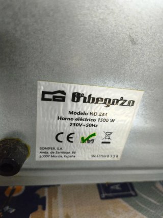 Horno Eléctrico Orbegozo 1500W