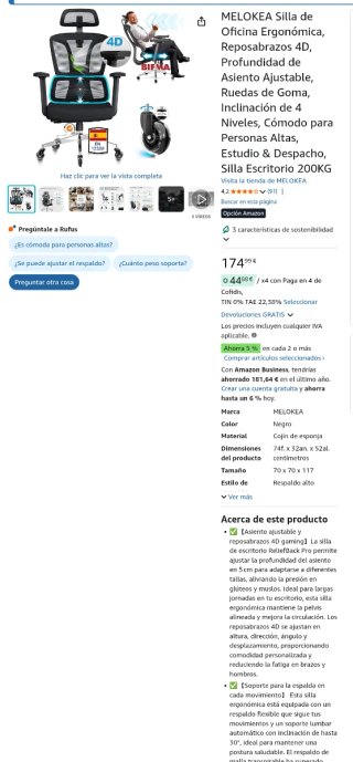 Silla Ergonómica MELOKEA Negra