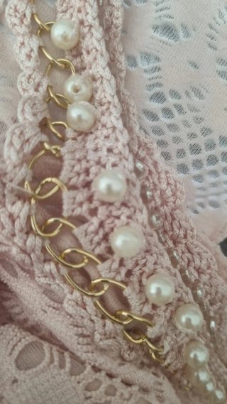 Top rosa con perle piu collana regalo