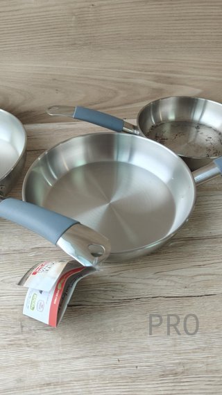sartenes 20-24-28 cm, acero inoxidable, Sin Antiadherente