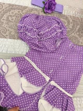 Conjunto Gitana Morado Lunares Bebé Talla 3 meses