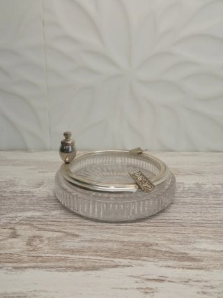 Cenicero de cristal y plata