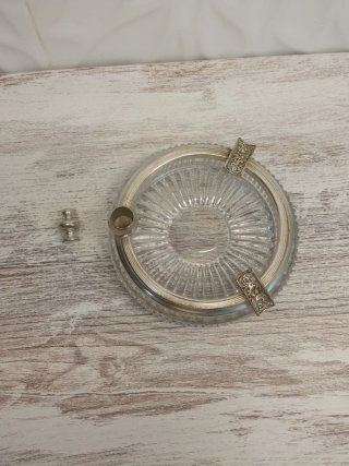 Cenicero de cristal y plata