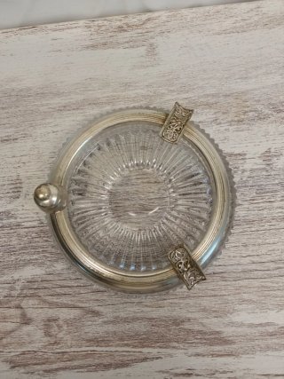 Cenicero de cristal y plata