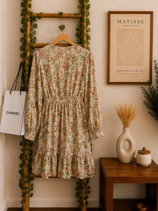 Vestido floral blanco y rosa