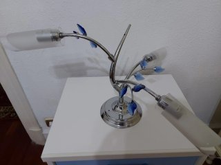 2 Lámparas de techo diseño floral de cristal azul