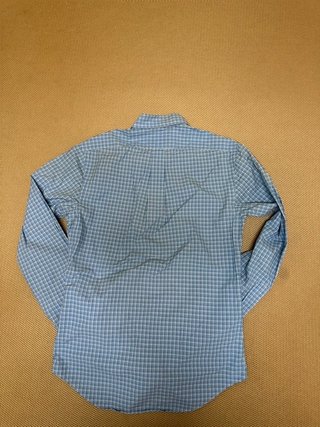 Camisa de manga larga cuadros azul y blanco...