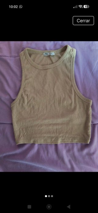 Top beige de canalé