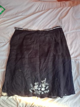 Falda lino 100% larga bordada Park Avenue Talla 50