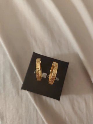 Pendientes aros de oro de 9k con greca Versace