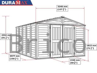 Caseta PVC Woodbridge Plus 405x324x233 cm - Duramax