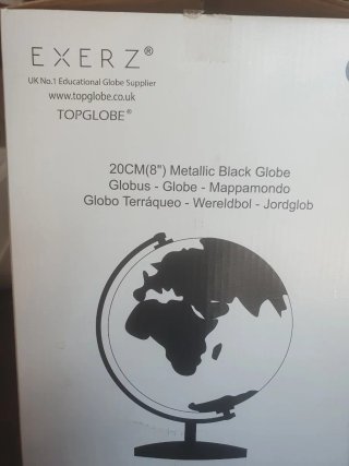 Globo terráqueo 20cm negro y plata NUEVO