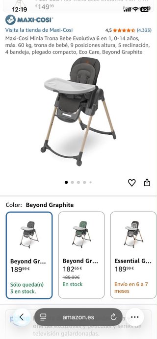 Trona evolutiva para bebé