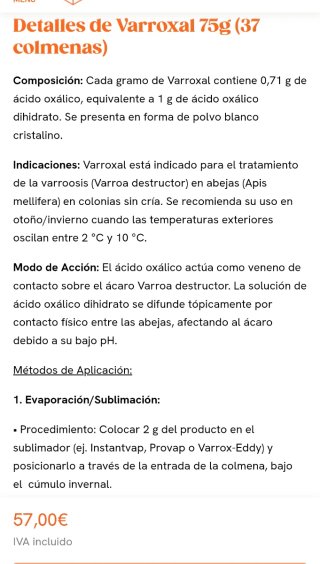 Tratamiento Varroa Ecológico Abejas Varroxal