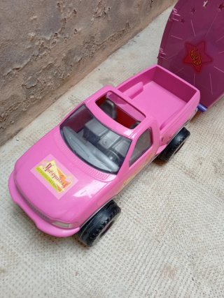 Coche y caravana para  caballos rosa