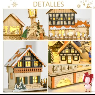 Calendario Adviento Madera Luces 24 Cajones