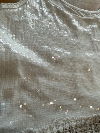 Top blanco tirantes de lentejuelas estilo Boho S