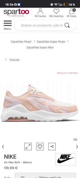 Zapatillas Nike Air Max Bolt Rosa/Blanco T.38