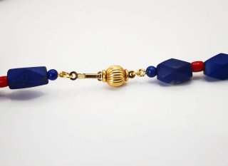 Collana Lapis Lazuli e Corallo Rosso Oro 18k