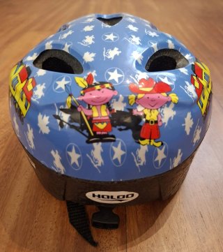 Casco bici infantil azul tren y vaquera