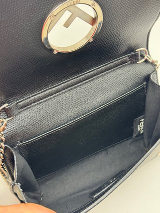 Fendi Pochette Kan Logo F Nera Argento