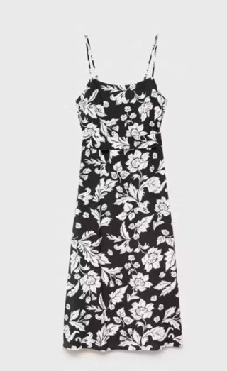 Vestido estampado flores negro y blanco