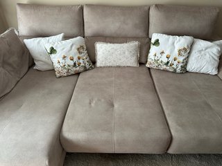 Sofá chaiselongue beige tela casi nuevo