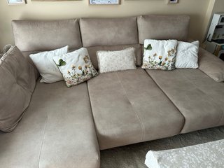 Sofá chaiselongue beige tela casi nuevo