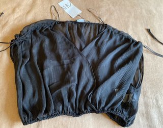Top Zara Transparente Negro Talla S
