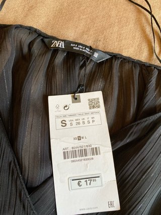 Top Zara Transparente Negro Talla S