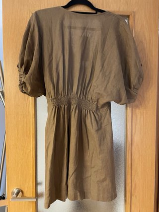 Vestido Zara Lino Marrón Talla S