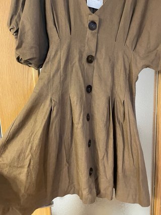 Vestido Zara Lino Marrón Talla S