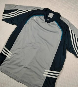 Camiseta Adidas Climalite Vintage y2k Gris/Azul
