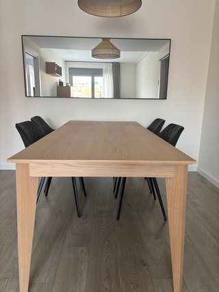 Mesa comedor chapa roble claro 90-140/200 cm.