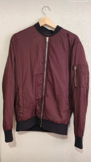 Cazadora Bomber Zara Hombre Negra/granate
