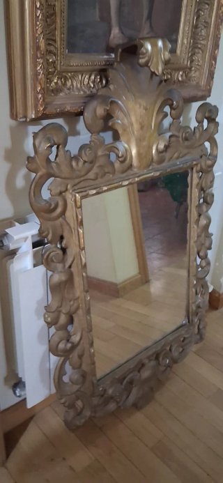 Espejo marco de Madera  BARROCO Siglo XIX Pan Oro