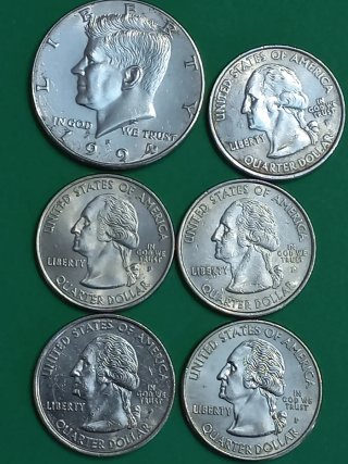 Monete Kennedy e Quarter Dollar e mezzo dollaro