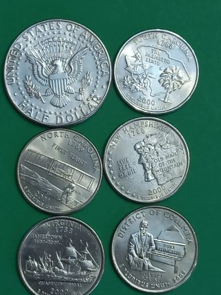 Monete Kennedy e Quarter Dollar e mezzo dollaro