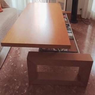 Mesa centro elevable Roble Macizo 110x60
