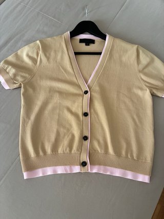 Chaqueta Zara manga corta beige y rosa