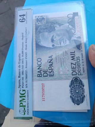 2 Billetes 10000 Pesetas 1985 Certificados PMG