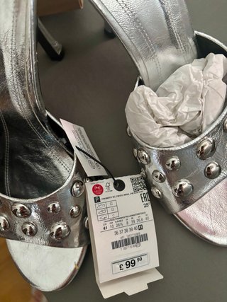 Sandalias Zara Plata Tachuelas Talla 39