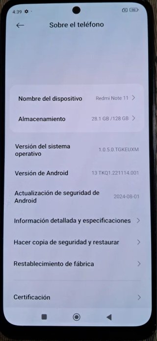 Xiaomi Redmi Note 11 128GB Negro