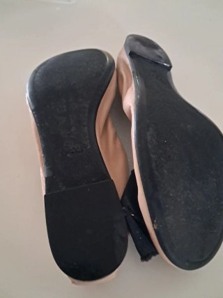 Bailarinas Miu Miu Beige con Lazo Negro