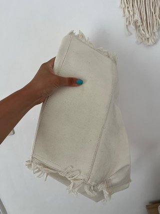 Borsa stile Saint Barth in tela beige