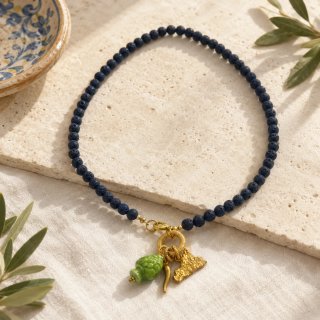 Collana Pietra Lavica Sicilia Peperoncino Oro