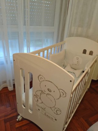 Cuna Micuna Sweet Bear 120x60cm + Colchón+2edredon